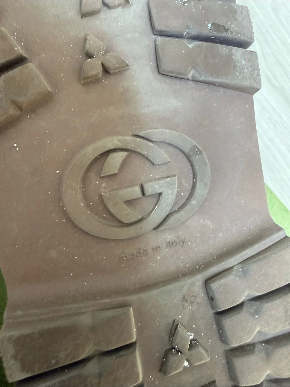 Gucci Beige GG Monogram Slip-On Slides Sandals with Brown Trim